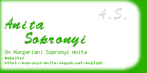 anita sopronyi business card